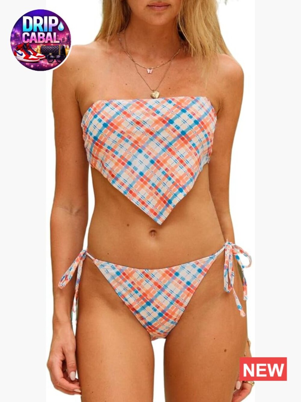 Halter Tankini Swimsuits Bandeau Hanky Hem Tied Back Bikini Sets Cheeky Two